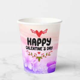 Happy Galentine's Day Red Heart & Wings Party Pappbecher