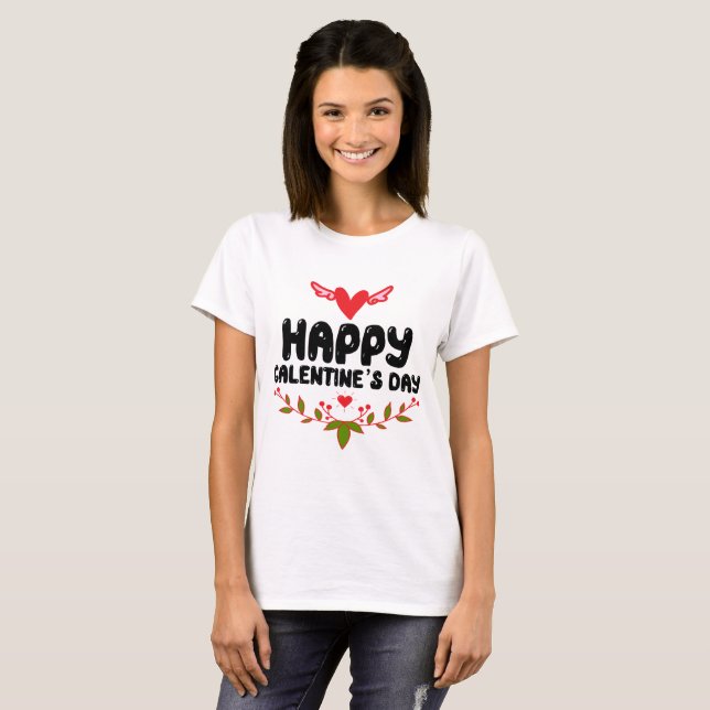 Happy Galentine's Day Red Heart & Wings Women's T-Shirt (Vorne ganz)
