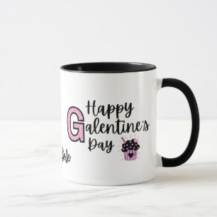 Happy Galentines Day Rosa und Schwarze Tasse