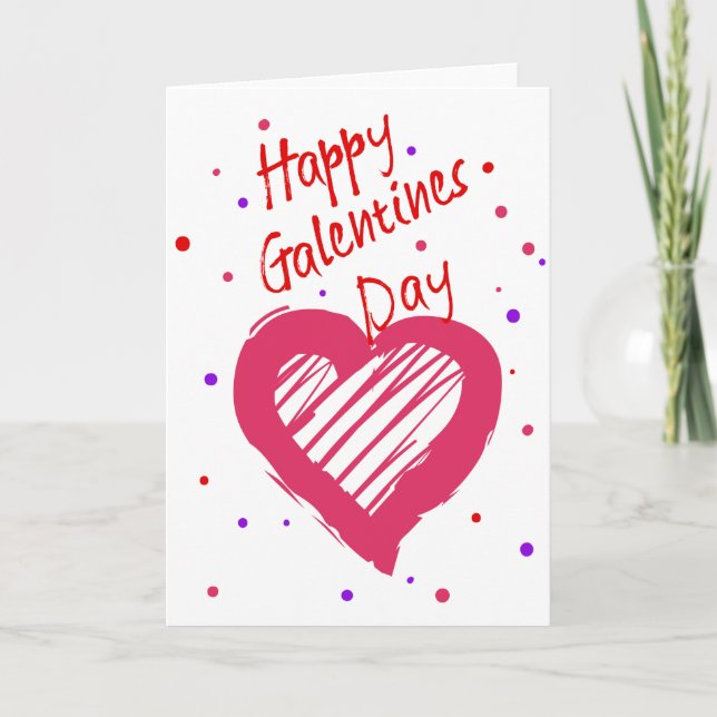 Happy Galentines Day Valentines Herz Karte (Vorderseite)