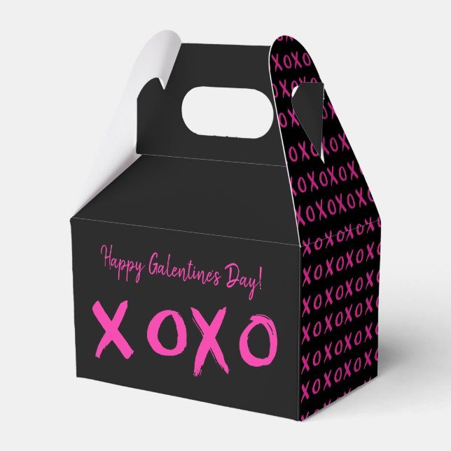 Happy Galentine's Day xoxo Black Pink Geschenkschachtel (Vorderseite)