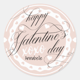 Happy Galentine's Day XOXO Klassischer Rundaufkleb Runder Aufkleber