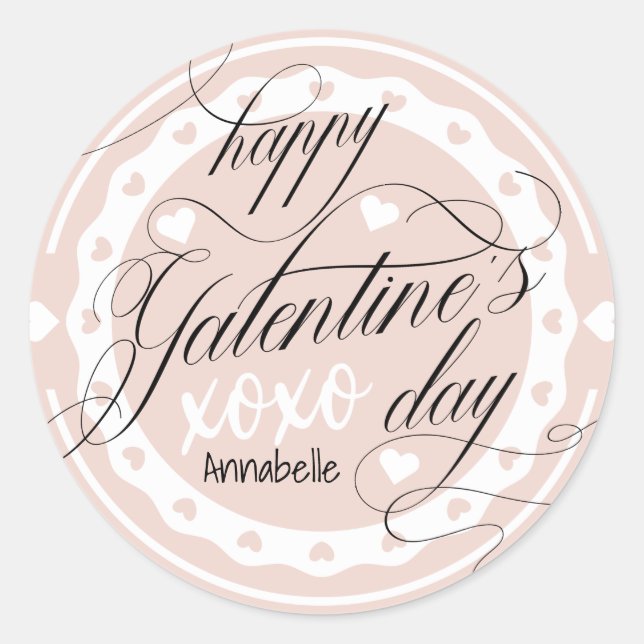 Happy Galentine's Day XOXO Klassischer Rundaufkleb Runder Aufkleber (Vorderseite)