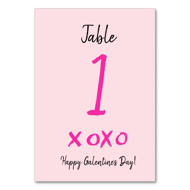 Happy Galentine's Day xoxo pink Tischnummer (Vorderseite)
