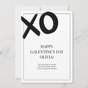 Happy Galentine's Day XOXO Schwarz und Weiß Modern Feiertagskarte