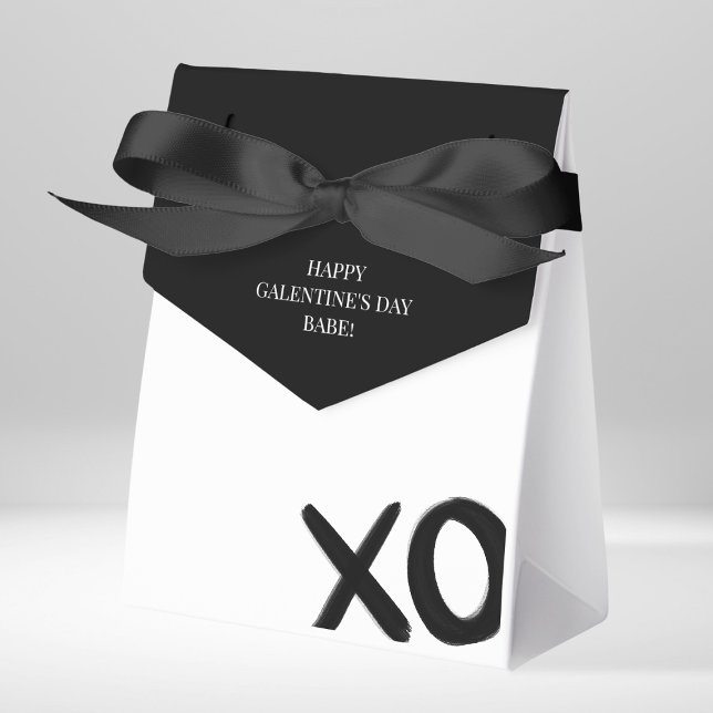 Happy Galentine's Day XOXO Schwarz-weiß Moderne Geschenkschachtel (Happy Galentine's Day XOXO Black White Modern Favor Boxes)