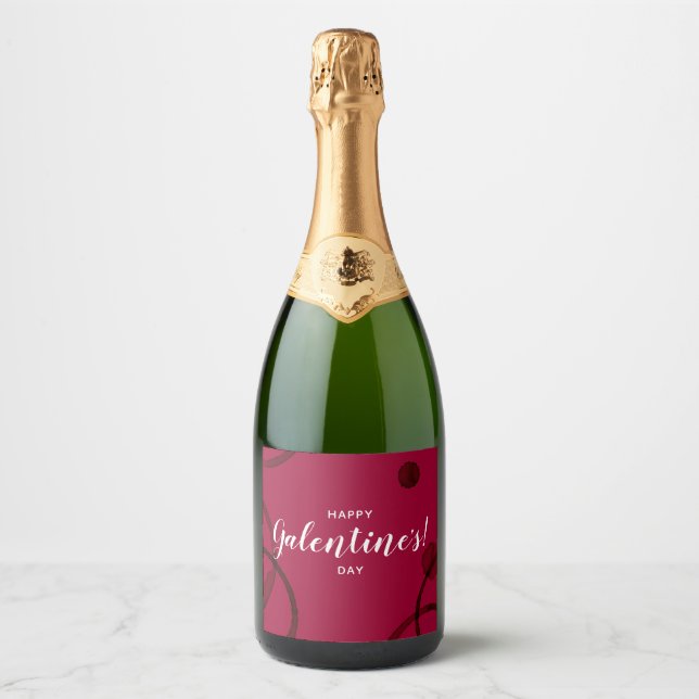 Happy Galentines, Red Wine Champagne Label (Vorderseite)