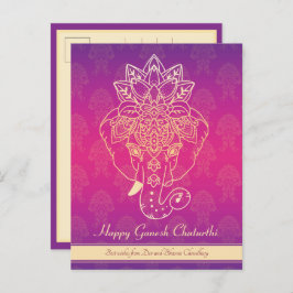 Happy Ganesh Chaturthi, eigener Text, lila Postkar Postkarte