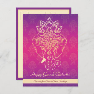 Happy Ganesh Chaturthi, eigener Text, lila Postkar Postkarte
