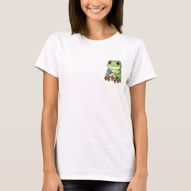 Happy Gardening Frog with Watering Can & Potted T-Shirt (Vorderseite)