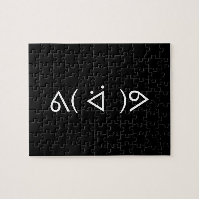 Happy Gary ᕕ( ᐛ )ᕗ Meme Emoticon Emoji Text Art Puzzle (Horizontal)