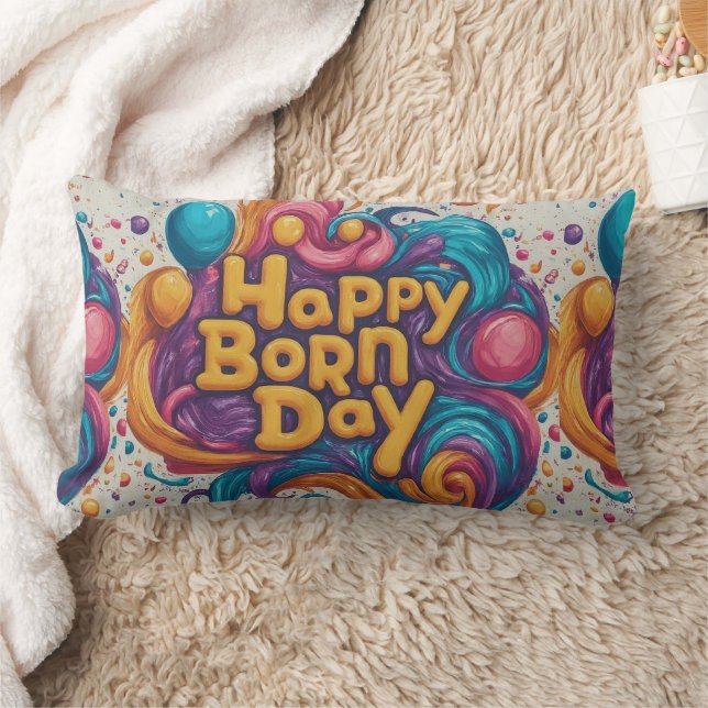 Happy Geboren Day Cake Lendenkissen (Decke)
