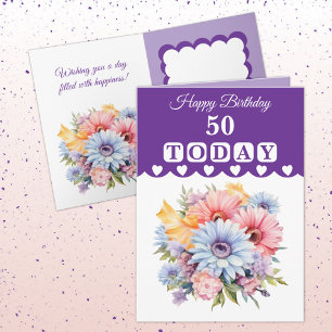 Happy Geburtstag 50 heute Blume lila Karte