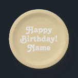Happy Geburtstag beige individuelle Name Foto Hint Pappteller<br><div class="desc">Passen Sie die Teller "w/ Name and Foto Birthday Party Paper" an,  und Sie können sie mit Ihrem Namen und Foto,  Hintergrund,  oder Sie können die beige Kamelhintergrundfarbe behalten.</div>