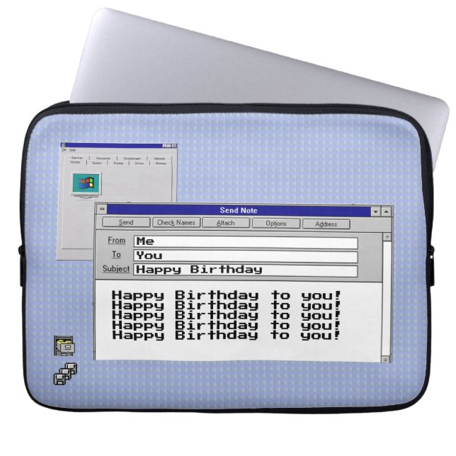 Happy Geburtstag Custom Windows 95 Computer Theme Laptopschutzhülle (Vorderseite)