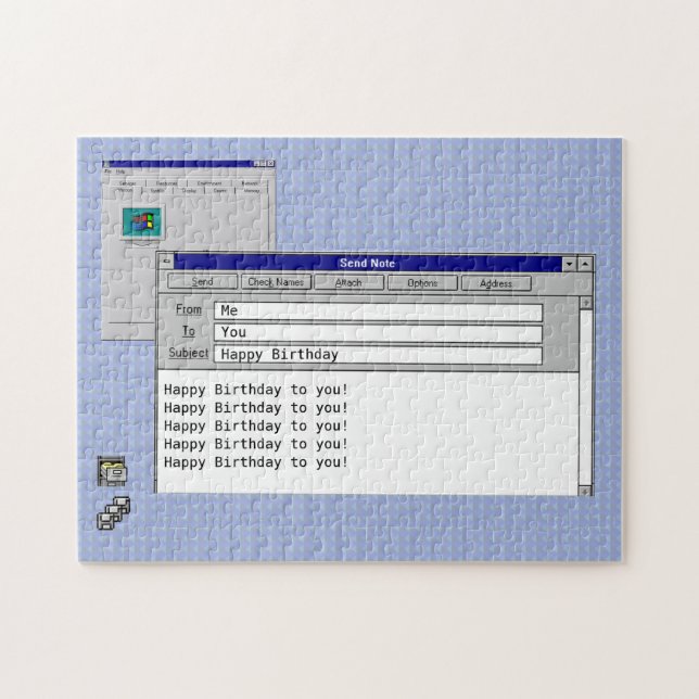 Happy Geburtstag Custom Windows 95 Computer Theme Puzzle (Horizontal)