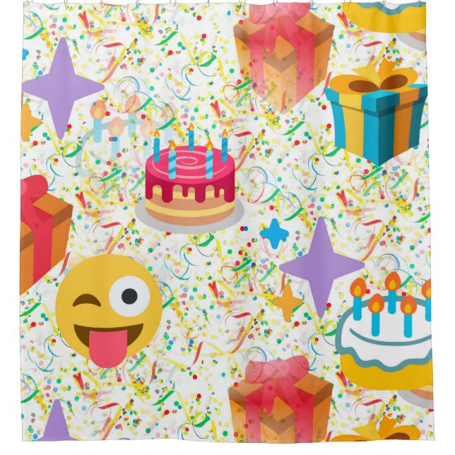 Happy Geburtstag Emoji Duschvorhang Bad (Vorderseite)