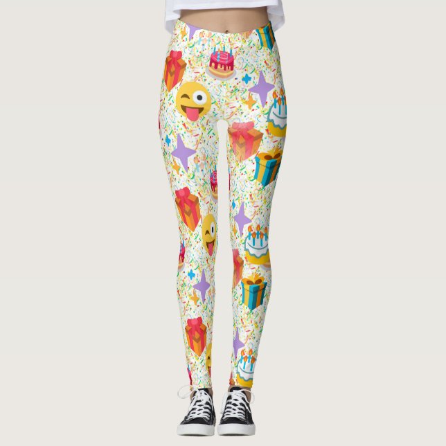 Happy Geburtstag Emoji Leggings (Vorderseite)