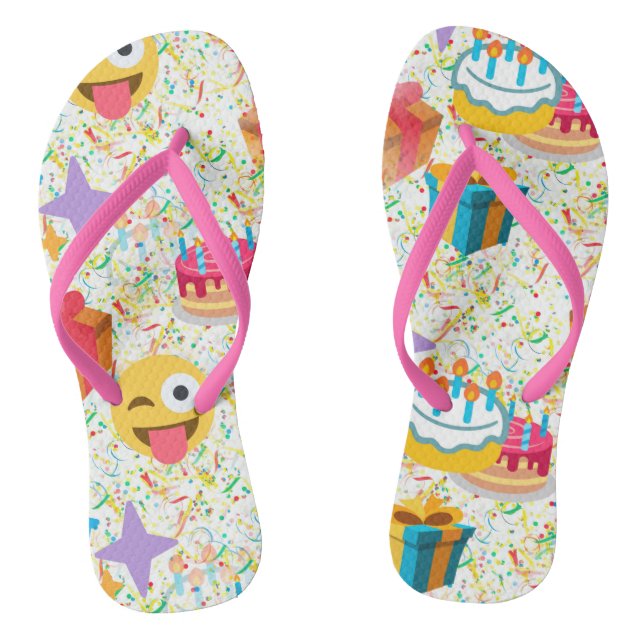 Happy Geburtstag Emoji Sandals Flip Flops Schuhe (Fußbett)