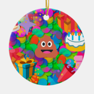 Happy Geburtstag gekackt Emoji Keramik Ornament