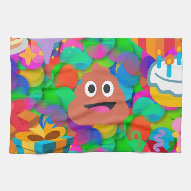 Happy Geburtstag gekackt Emoji Küchentuch (Horizontal)
