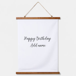 Happy Geburtstag hinzufügen Name Titel einfach min Wandteppich Mit Holzrahmen