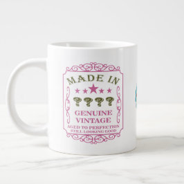 Happy Geburtstag Jahresname Datum Vintag rosa Jumbo-Tasse