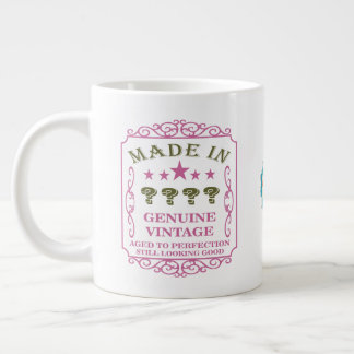 Happy Geburtstag Jahresname Datum Vintag rosa Jumbo-Tasse