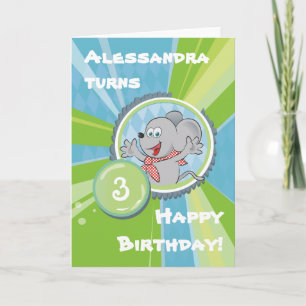 Happy Geburtstag mit kleiner Maus auf grün Karte