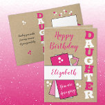 Happy Geburtstag phantastisch Daughter rosa rustik Karte<br><div class="desc">Herzlichen Glückwunsch zum Geburtstag phantastische Tochter. Fügen Sie ihren Namen und eine Nachricht hinzu. Pink und weiß gestaltet,  mit einem *Kraft-Hintergrund. *Real Kraft Karte wird nicht verwendet</div>