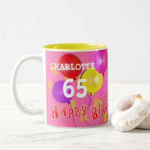 Happy Geburtstag Spaß 65. Meilenstein Personalisi Zweifarbige Tasse