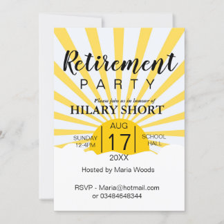 Happy Gelb Sun Ray Altersrente Party Einladung