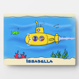 Happy Gelb U-Boot-Cartoon Fotoplatte