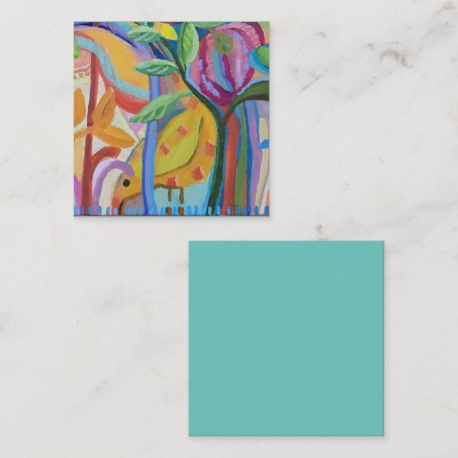 Happy Gelb Vogel Art Mitteilungskarte (Vorne/Hinten)