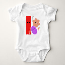 Happy Geometric Shapes Red Baby Strampler