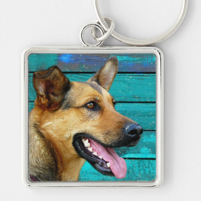 Happy German Shepherd Dog Schlüsselanhänger (Vorne)