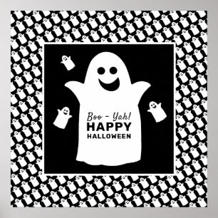 Happy Ghost, Black Halloween-Party Poster