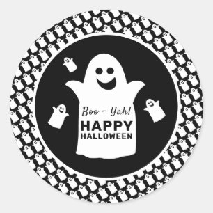 Happy Ghost, Black Halloween-Party Runder Aufkleber