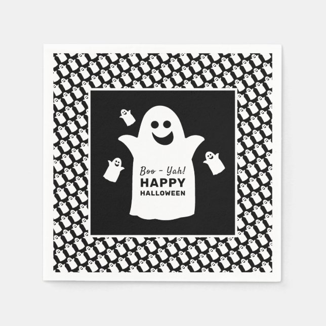 Happy Ghost, Black Halloween-Party Serviette (Vorderseite)