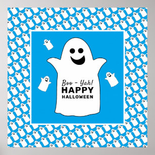 Happy Ghost, Blue Halloween-Party Poster