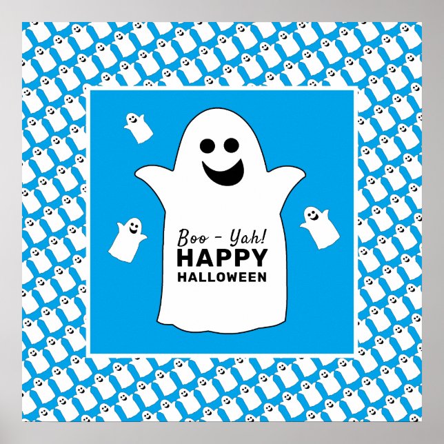 Happy Ghost, Blue Halloween-Party Poster (Vorne)