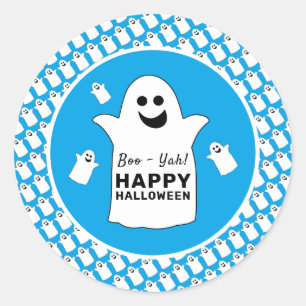 Happy Ghost, Blue Halloween-Party Runder Aufkleber