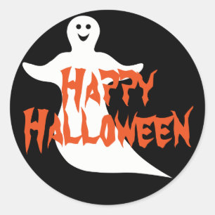Happy Ghost Happy Halloween Runder Aufkleber