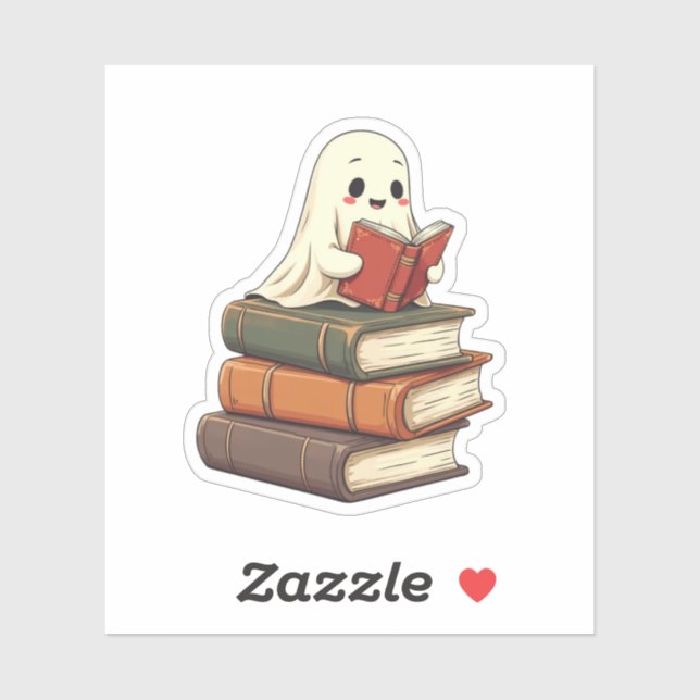 Happy Ghost Reader - Funny Bookworm Aufkleber (Blatt)