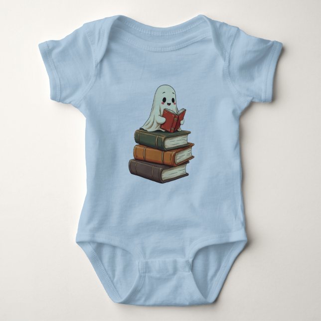 Happy Ghost Reader - Funny Bookworm Baby Strampler (Vorderseite)