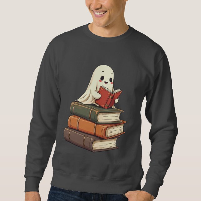 Happy Ghost Reader - Funny Bookworm Sweatshirt (Vorderseite)