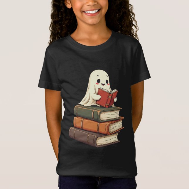 Happy Ghost Reader - Funny Bookworm T-Shirt (Vorderseite)