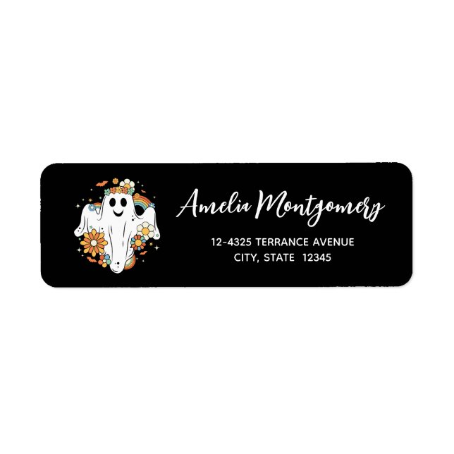 Happy Ghost Retro Hippie Vibe Adresse (Vorne)