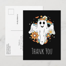 Happy Ghost Retro Hippie Vibe Danke Postkarte