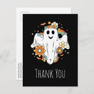 Happy Ghost Retro Hippie Vibe Danke Postkarte